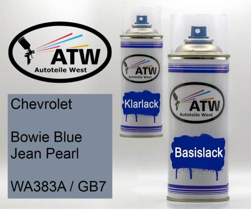 Chevrolet, Bowie Blue Jean Pearl, WA383A / GB7: 400ml Sprühdose + 400ml Klarlack - Set, von ATW Autoteile West.